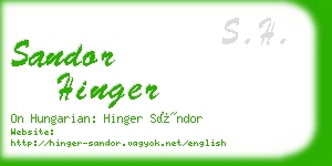 sandor hinger business card